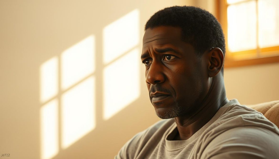 A contemplative Denzel Washington sits alone in a sunlit room, his weathered face reflecting a profound inner journey. The warm, golden light casts a soft glow, highlighting the subtle lines that tell a story of personal growth and resilience. The sparse, minimalist surroundings allow the focus to remain on Denzel's introspective expression, conveying a sense of solitude and self-discovery. A medium shot captures his pensive gaze, seemingly lost in thought, as he navigates the uncharted territory of living alone without a romantic partner. The atmosphere emanates a sense of tranquility and personal empowerment, mirroring the unmatched growth that emerges from this transformative experience.
