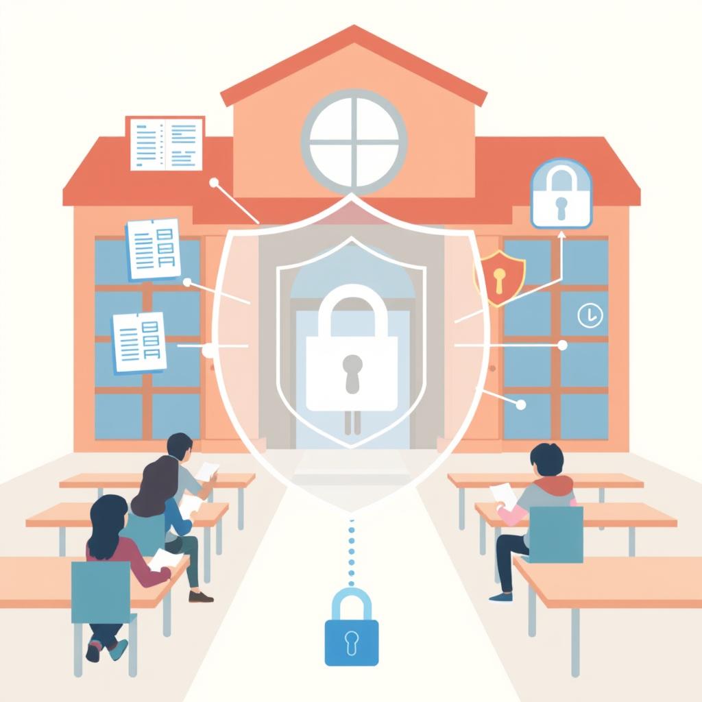 Data privacy protection shield surrounding student information in AI education systems