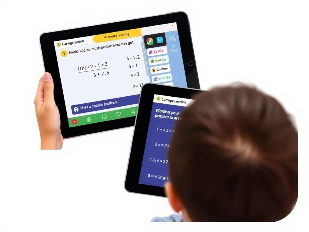 Student using Carnegie Learning's MATHia AI platform showing personalized math problem solving