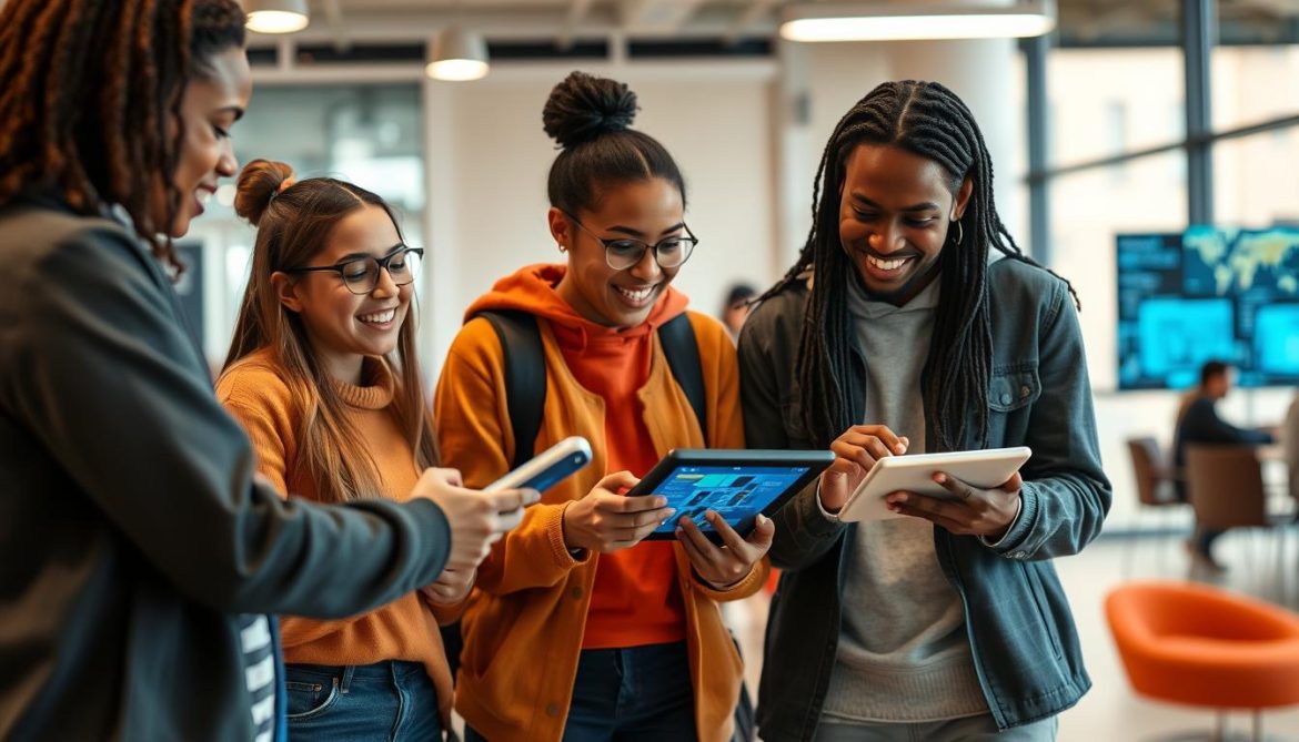 Students collaborating with AI tools showing the collaborative future of AI in education
