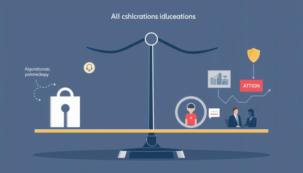 Visual representation of AI ethics in education showing data privacy and algorithmic bias concerns