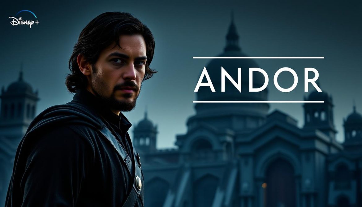 Andor promotional image showing Cassian Andor against Star Wars backdrop