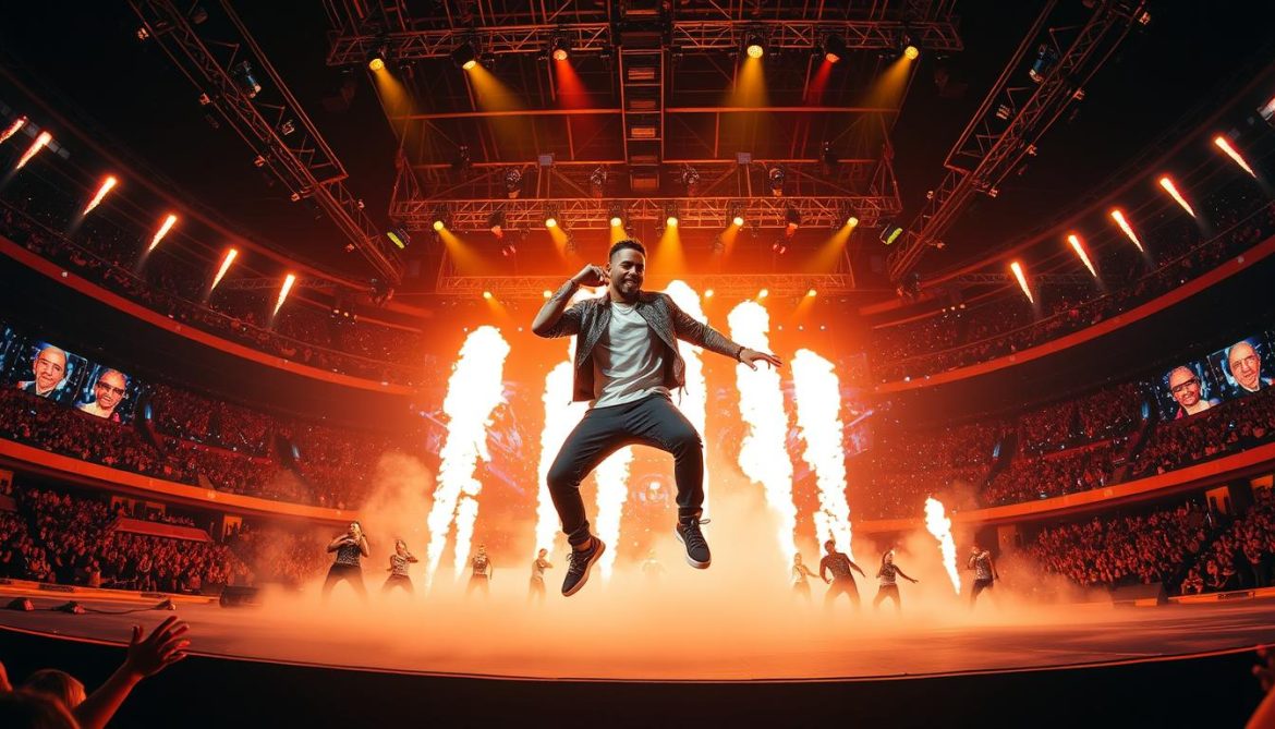 Chris Brown performing elaborate choreography during his Breezy Bowl XX Stadium World Tour, one of the biggest hip hop and R&B tours of 2025