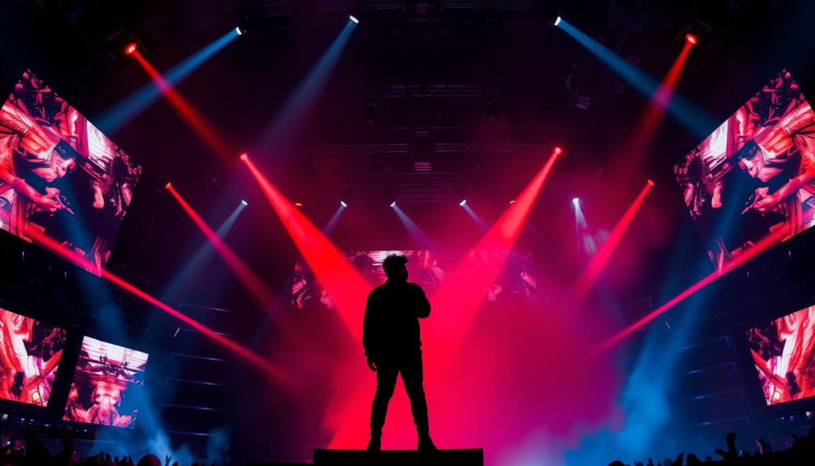 The Weeknd performing on his After Hours Til Dawn Tour with futuristic stage design, one of the biggest hip hop and R&B tours of 2025