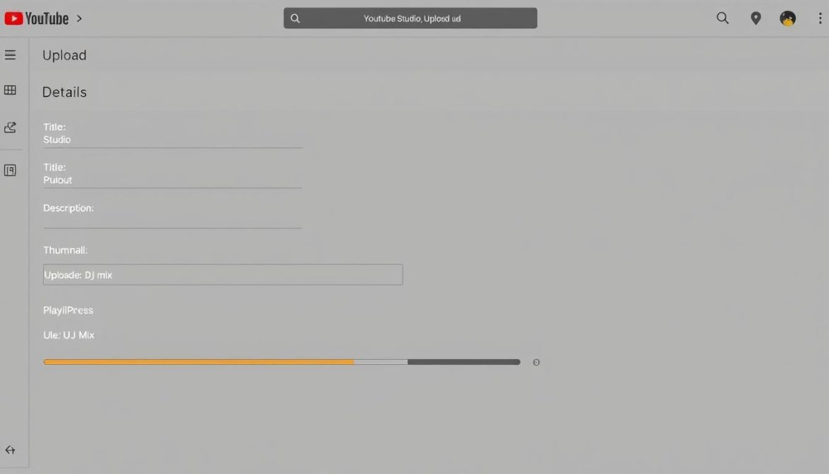 YouTube upload interface showing details tab for a DJ mix